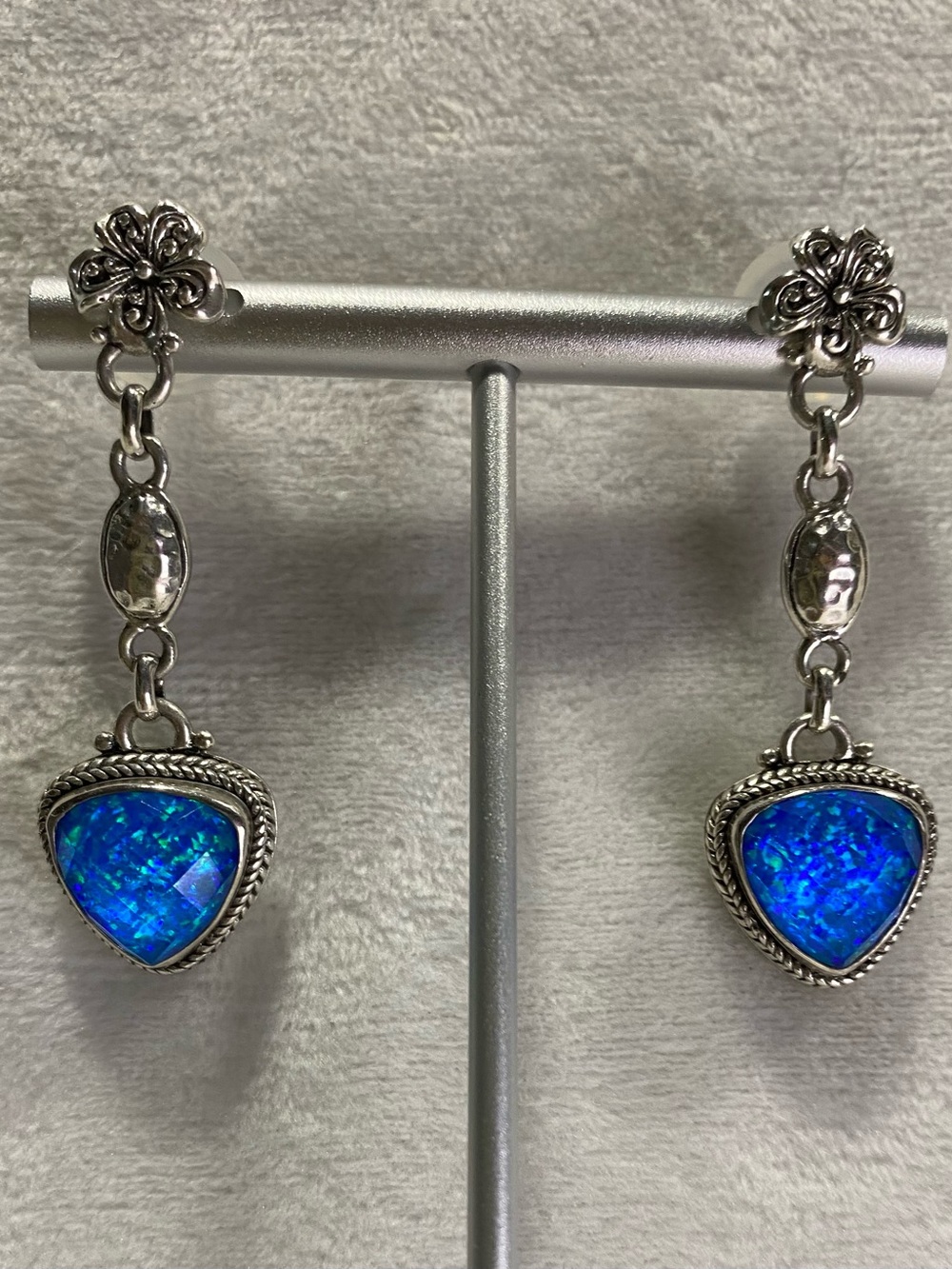 Sarda .925 Silver SilverFloral Drop Earrings with Twilight Opal